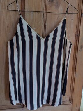 Express Striped V-Neck Cami - Navy, Cream & Rust